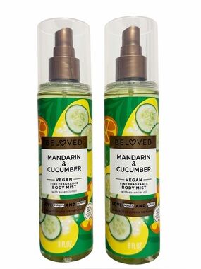 {Set of 2} Beloved MANDARIN & CUCUMBER Vegan Body Mist ~ Full Size 8 fl oz - NEW